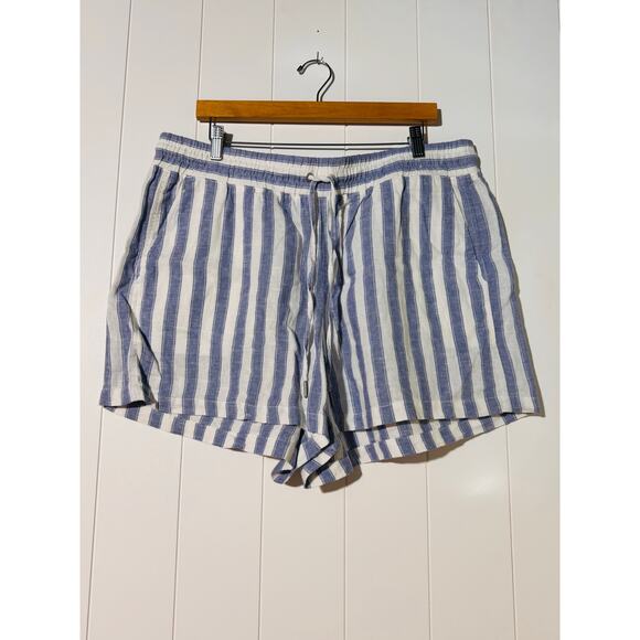 Gap · XL · Linen Blend Shorts Blue White Stripe Drawstring Waist Coastal Preppy - Picture 4 of 10